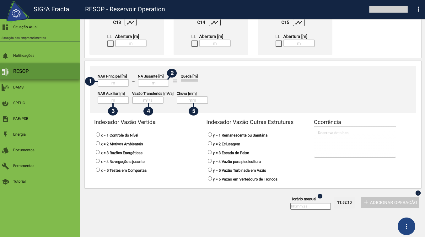 Insira os níveis do reservatório  alt text