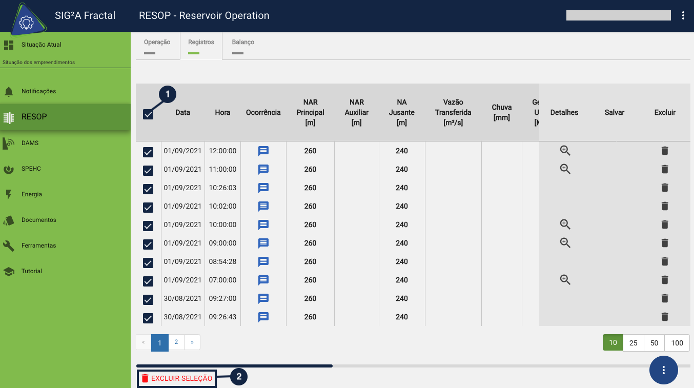 Excluir seleção de registros alt text