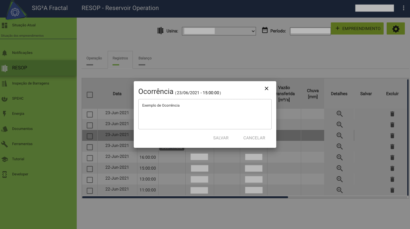 Modal Ocorrência cadastrada   alt text