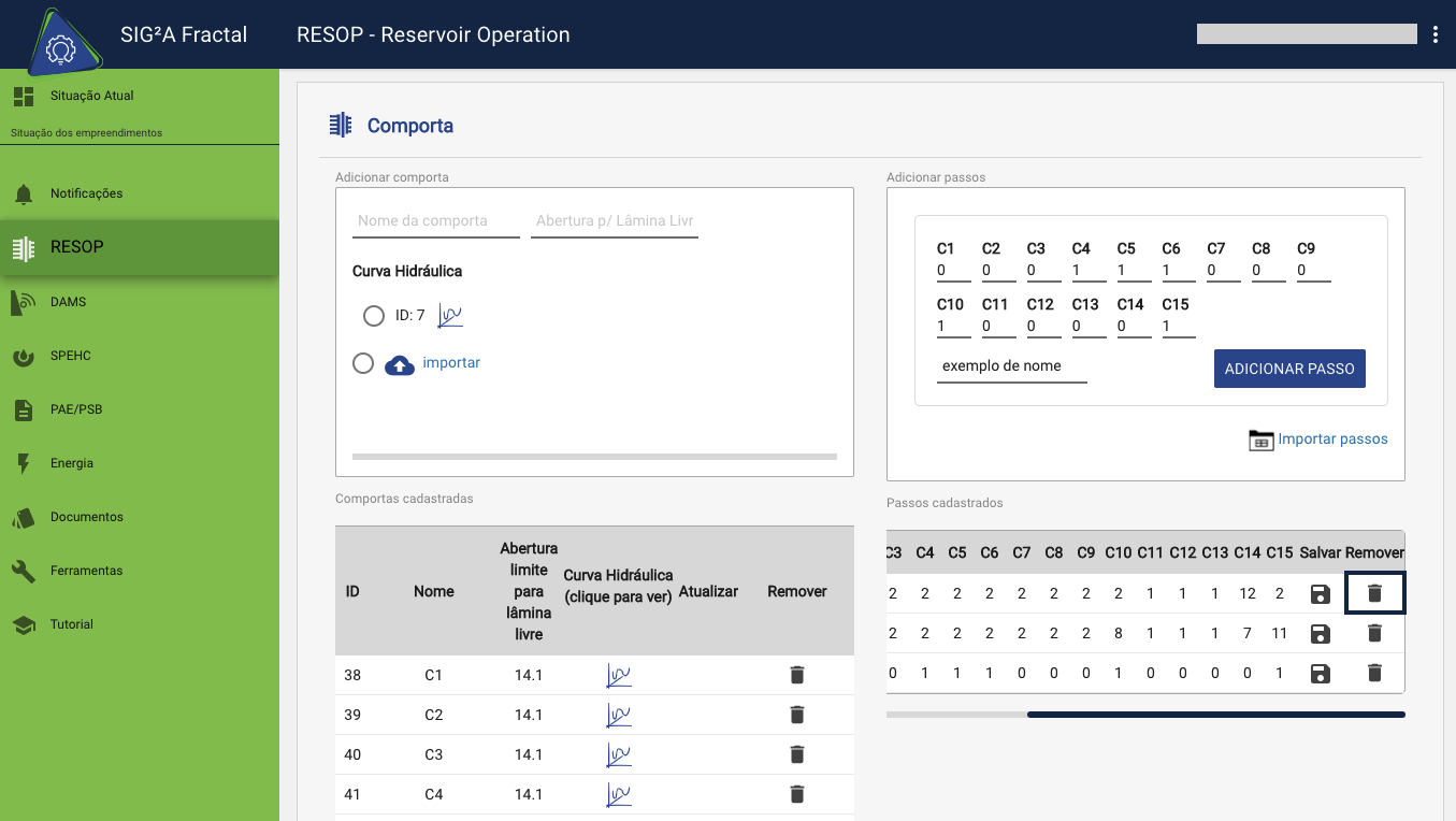 Remover passos cadastrados alt text